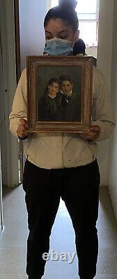 Beautiful Vintage Framed Oil Painting Portrait Of Couple Signed (as Is!)