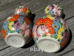 Bohemian Czech PAIR Vases Pottery 1920's Deco Signed 7 3/4H