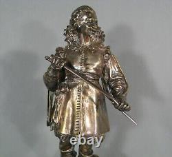 Boxed Gentlemans Duellistes Antique Pair Sculptures Bronze Silver Signed Claude