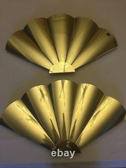 Brass Wall Fan Sculptures by Curtis Jere A Pair Model # 100704 Signed Dated
