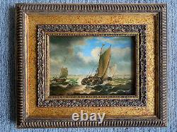 British School Pair Maritime Seascape paintings in antique style signed