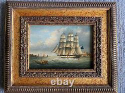 British School Pair Maritime Seascape paintings in antique style signed