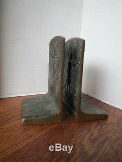 Bronze JUDD Bookends DIANA THE HUNTRESS withBorzoi Dog signed A DLOUHY Rare Pair