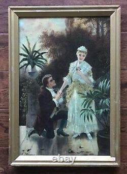 C 1902 Signed N J Lassner Romantic Themed Dutch Realist ANTIQUE OIL PAINTING