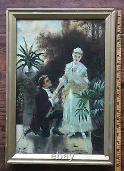 C 1902 Signed N J Lassner Romantic Themed Dutch Realist ANTIQUE OIL PAINTING