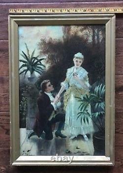 C 1902 Signed N J Lassner Romantic Themed Dutch Realist ANTIQUE OIL PAINTING