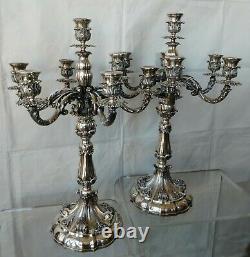 C. 1935 MARIO BUCCELLATI SIGNED PAIR of 7-LIGHT STERLING SILVER CANDELABRA