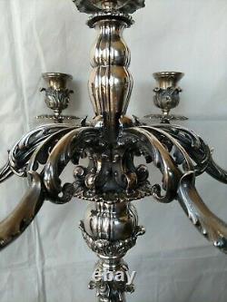 C. 1935 MARIO BUCCELLATI SIGNED PAIR of 7-LIGHT STERLING SILVER CANDELABRA