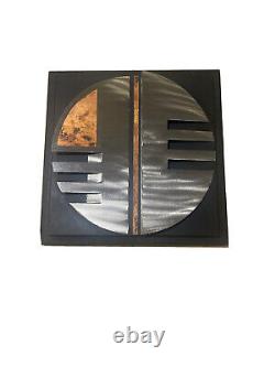 C JERE' METAL BRUTALIST ABSTRACT WALL ART GEOMETRIC Sculpture 3D Signed Pair