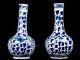 C1820 Pair Of Kangxi Blue & White Porcelain Bottle Vases