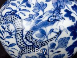 C1820 Pair of Kangxi Blue & White Porcelain Bottle Vases