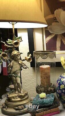 CHERUB PAIR Table Lamps MId Century SIGNED Collection Francaise Art Nouveau