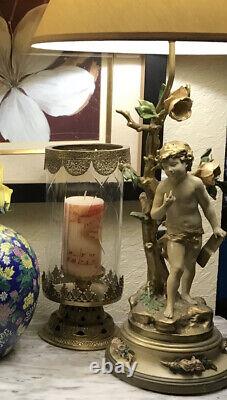 CHERUB PAIR Table Lamps MId Century SIGNED Collection Francaise Art Nouveau