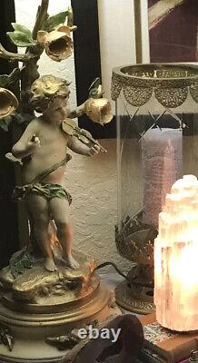 CHERUB PAIR Table Lamps MId Century SIGNED Collection Francaise Art Nouveau