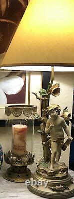 CHERUB PAIR Table Lamps MId Century SIGNED Collection Francaise Art Nouveau