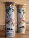 Chinese Pair Fine Quality Signed 19th Century Cylindrical Famille Verte Vases