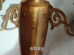 CM Signed Brass Double Arm Candlestick Wall Sconces Full Body Eagles 11.75x 10