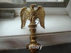 CM Signed Brass Double Arm Candlestick Wall Sconces Full Body Eagles 11.75x 10