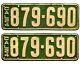 California 1924 License Plate Pair, 879-690, Dmv Clear, Yom, Original Paint