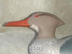 Carved Pair Hunting Merganser Duck Decoy Signed Capt Harry Jobes Havre de Grace