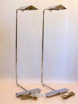 Cedric Hartman Chrome Adjustable Floor Lamps, Signed and Numbered, Pair