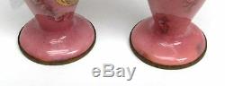 Charming Pair Of Antique Viennese Austrian Enamel Bronze 6 Vases Signed Paolo