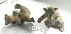 Charming Vintage Pair of Signed French Patinated Bronze Bears, Pierre Chenet