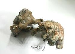 Charming Vintage Pair of Signed French Patinated Bronze Bears, Pierre Chenet