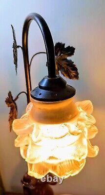 Chic Elegant Bronze Resin Floral Table Lamp Artist Signed Delivery Available