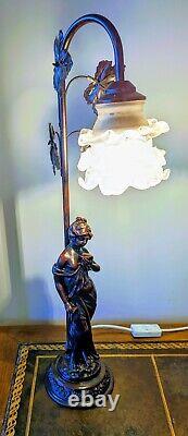 Chic Elegant Bronze Resin Floral Table Lamp Artist Signed Delivery Available
