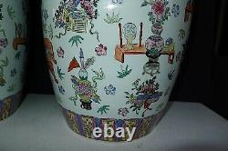 Chinese Antique Pair Of Sacred Objects Vases Vase Hand Painted Signed Estate