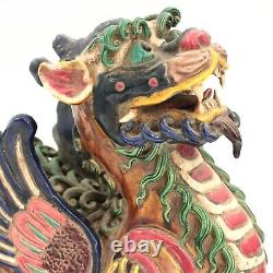 Chinese Qilin Mythical Beasts Statues Pair in Glazed Porcelain