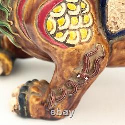 Chinese Qilin Mythical Beasts Statues Pair in Glazed Porcelain