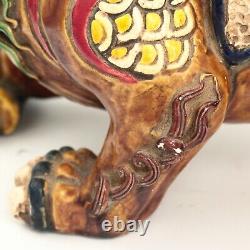 Chinese Qilin Mythical Beasts Statues Pair in Glazed Porcelain