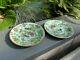 Chinese Pair Of Tongzhi Celadon Hand Painted Plates With Makers Mark To Back