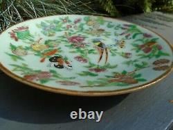 Chinese pair of Tongzhi celadon hand painted plates with makers mark to back