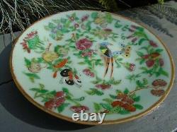 Chinese pair of Tongzhi celadon hand painted plates with makers mark to back