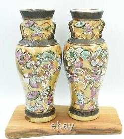 Chinese porcelain pair vases Nanking crackle glazed famille rose late 19th c