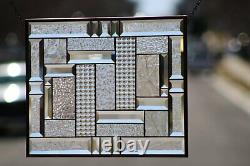 Clear Geo 16 x 20 Pair of Beveled Stained Glass Window Panels