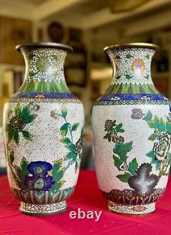 Cloisonné Vases Antique Late Qing or Republic Lao Tian Li Zhi A Pair SIGNED