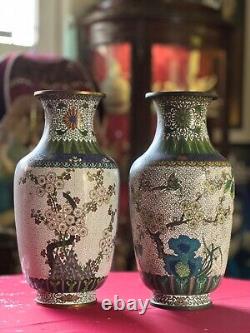 Cloisonné Vases Antique Late Qing or Republic Lao Tian Li Zhi A Pair SIGNED