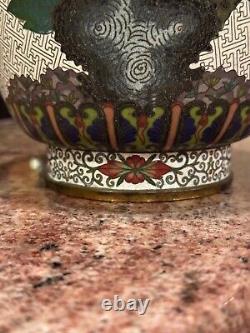 Cloisonné Vases Antique Late Qing or Republic Lao Tian Li Zhi A Pair SIGNED