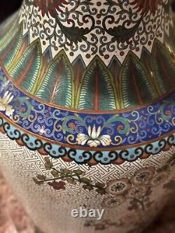 Cloisonné Vases Antique Late Qing or Republic Lao Tian Li Zhi A Pair SIGNED