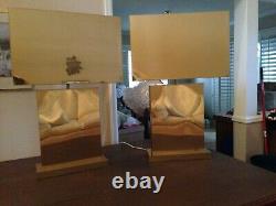 Curtis Jere Signed & Dated Matching Pair Brass Table Lamps with Brass Shades