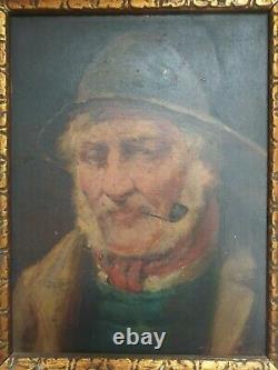 David W. Haddon C 1900 Pair Antique Portrait Oils Fisherman Wife Newlyn Cornwall