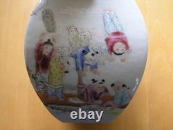 Detailed Signed Pair Antique Chinese Heavy Vases Hand Painted Children Students