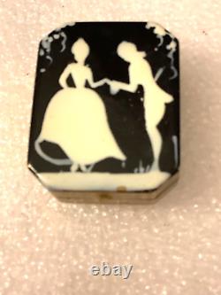 Divine Miniature Powder Glove Compact Dancing Couple Signe Original Puff Antique