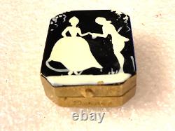 Divine Miniature Powder Glove Compact Dancing Couple Signe Original Puff Antique