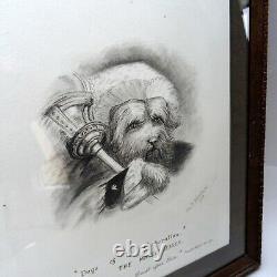 Dogs of the Corporation Pair of Framed 1908 Watercolours Anthropomorphic