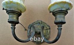 E F Caldwell & Co Turtleback Bronze With Gilt Sconce. 2 Arms Signed